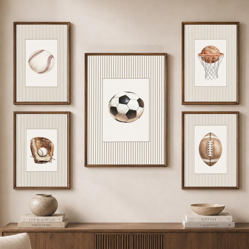 Vintage Sports Balls Equipment - Sports Equipment Poster recension och pris